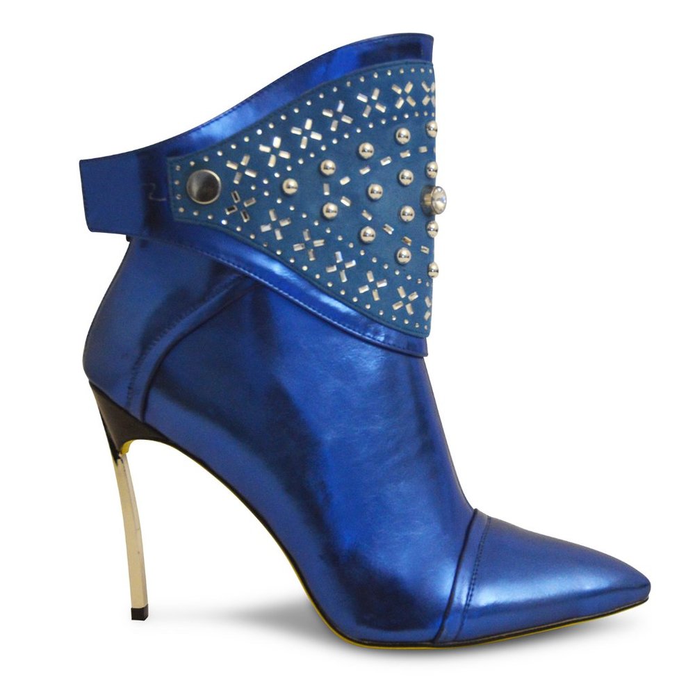 Dahlia Size 10+ Blue Blade Heel Womens Bootie